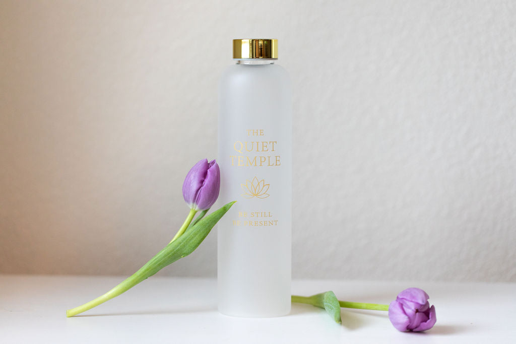 The Quiet Temple Frosted Glass Water Bottle — 500ml